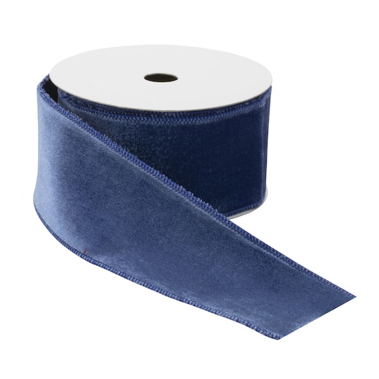 2.5" x 10yd. Solid Wired Woven Ribbon By Melrose in Blue | Michaels®